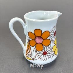 Jahre Bareuther Waldsassen Tea Pot Set Demitasse Cups 15 Pieces Orange Flower