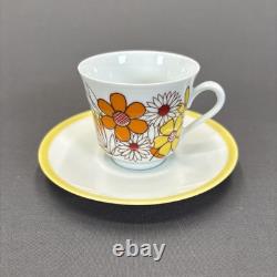 Jahre Bareuther Waldsassen Tea Pot Set Demitasse Cups 15 Pieces Orange Flower