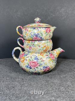 James Kent Rosalynde Chintz Stacking Tea Set Tea For One Teapot Sugar Creamer