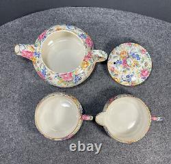 James Kent Rosalynde Chintz Stacking Tea Set Tea For One Teapot Sugar Creamer