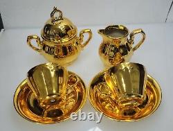 Japan Gold Gilded Teapot Porcelain saucer creamer Ceramic vtg cup music box