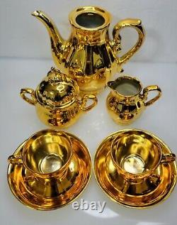 Japan Gold Gilded Teapot Porcelain saucer creamer Ceramic vtg cup music box