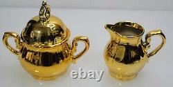 Japan Gold Gilded Teapot Porcelain saucer creamer Ceramic vtg cup music box