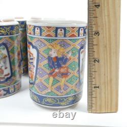 Japan Imari Export Sailing Black Ship Porcelain Teaset Teapot & 6 Cups Vintage