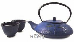 Japanese Cast Iron Tea Set Teapot Kettle Dragonfly Blue TS4-07B J2103