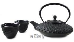 Japanese Cast Iron Tea Set Teapot Teacup Black #TS3-06