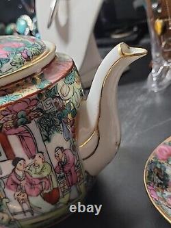 Japanese Famille Rose Medallion Porcelain Tea Pot And Saucers Set Hong Kong