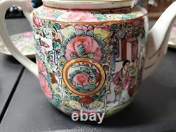 Japanese Famille Rose Medallion Porcelain Tea Pot And Saucers Set Hong Kong
