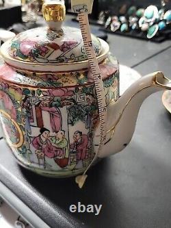 Japanese Famille Rose Medallion Porcelain Tea Pot And Saucers Set Hong Kong