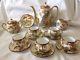 Japanese Golden Peacock With Gold Tone Tea Set 16 Pcs Service For 6 Rare