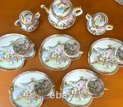 Japanese Kutani Tea Set 16 pieces -Tea Pot, creamer & sugar & 5 Lunch Sets