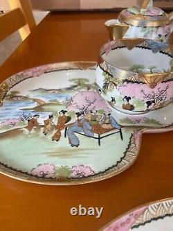Japanese Kutani Tea Set 16 pieces -Tea Pot, creamer & sugar & 5 Lunch Sets