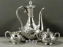 Japanese Sterling Dragon Tea Set c1890 BISANSHA