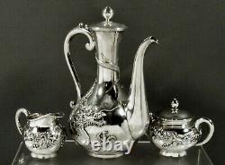 Japanese Sterling Dragon Tea Set c1890 BISANSHA