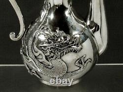 Japanese Sterling Dragon Tea Set c1890 BISANSHA