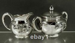 Japanese Sterling Dragon Tea Set c1890 BISANSHA