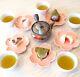 Japanese Tea Utensil Set Cherry Blossom Tea Pot & Cups & Plates Serves 5 Pink