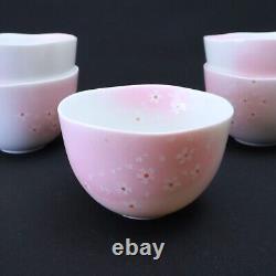 Japanese Tea Utensil Set Cherry Blossom Tea Pot & Cups & Plates Serves 5 Pink