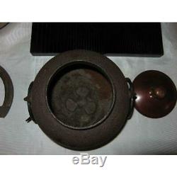 Japanese antique Chagama Tea Pot Easy burning furnace Gotoku set plate