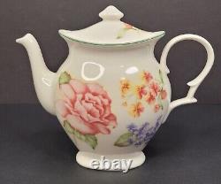 Jessica McClintock Westbury Court Teapot Creamer and Sugar Set Floral Fine China
