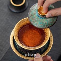 Jianzhan Boutique Tea Set Ceramic Gilding Tea Pot Gaiwan Master Cup Pitcher New