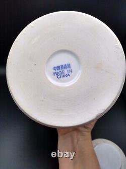 Jing De Zhen Rice Eye Pattern Tea Pot &Cups Set With Soup Bowls &Spoons 13 Piece