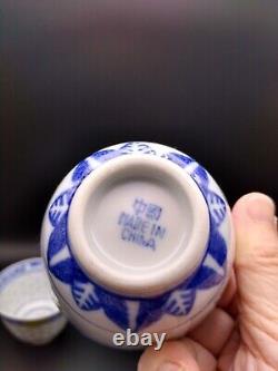 Jing De Zhen Rice Eye Pattern Tea Pot &Cups Set With Soup Bowls &Spoons 13 Piece