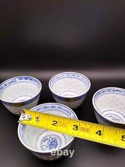 Jing De Zhen Rice Eye Pattern Tea Pot &Cups Set With Soup Bowls &Spoons 13 Piece