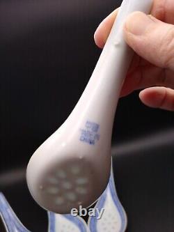 Jing De Zhen Rice Eye Pattern Tea Pot &Cups Set With Soup Bowls &Spoons 13 Piece