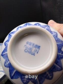Jing De Zhen Rice Eye Pattern Tea Pot &Cups Set With Soup Bowls &Spoons 13 Piece