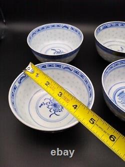 Jing De Zhen Rice Eye Pattern Tea Pot &Cups Set With Soup Bowls &Spoons 13 Piece