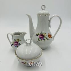 JlMenau Graf Von Henneberg 1777 White Floral Porcelain German Demitasse Tea Set
