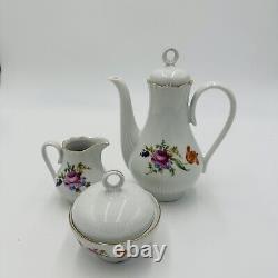 JlMenau Graf Von Henneberg 1777 White Floral Porcelain German Demitasse Tea Set