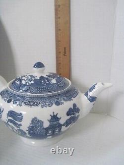 Johnson Bros Willow Blue 13 Pc Tea Set Teapot Cream Sugar Cups Saucers New Mint