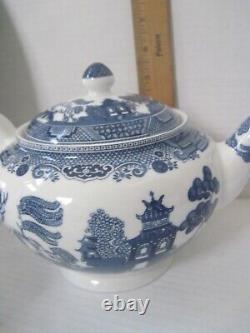 Johnson Bros Willow Blue 13 Pc Tea Set Teapot Cream Sugar Cups Saucers New Mint