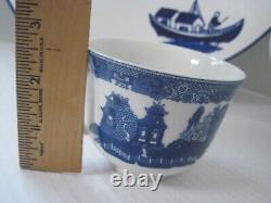 Johnson Bros Willow Blue 13 Pc Tea Set Teapot Cream Sugar Cups Saucers New Mint