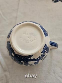 Johnson Brothers Blue Willow Tea Pot Set For 4 1883 Green Stamp Immaculate