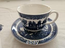 Johnson Brothers Blue Willow Tea Pot Set For 4 1883 Green Stamp Immaculate