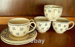 Johnson Brothers Petite Fleur Blue Tea Setteapot, Sugar, Creamer, Cups, Saucers