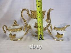 Jollis Salvream Gold Trim Tea Pot, Creamer & Sugar Set 1950 Mid Century Bavaria