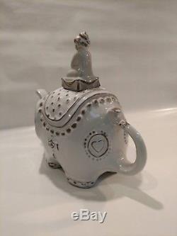 Jonathan Adler Utopia Darjeeling gray elephant teapot, NWT