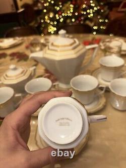 Joseph Sedgh geometric tea pot set for 6. Fine Porcelain