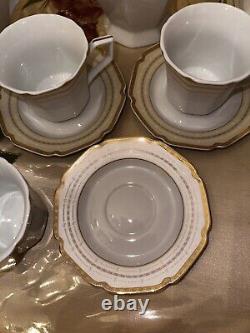 Joseph Sedgh geometric tea pot set for 6. Fine Porcelain