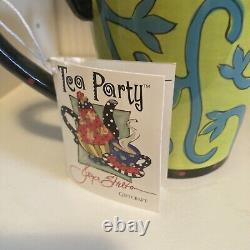 Joyce Shelton Tea Party By Giftcraft Multi Color Tea Pot With 4 Mugs- NWT