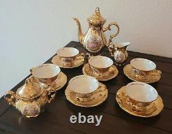 KW Karlsbad Germany Porcelain Coffee/Tea Set Gilt Gold, Vintage China 17 piece