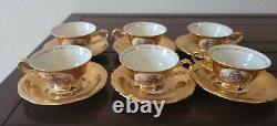 KW Karlsbad Germany Porcelain Coffee/Tea Set Gilt Gold, Vintage China 17 piece