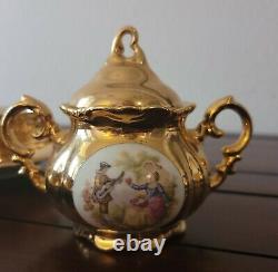 KW Karlsbad Germany Porcelain Coffee/Tea Set Gilt Gold, Vintage China 17 piece