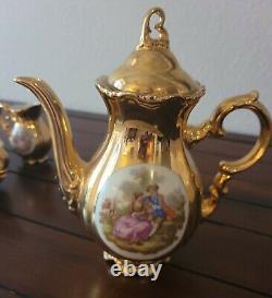 KW Karlsbad Germany Porcelain Coffee/Tea Set Gilt Gold, Vintage China 17 piece