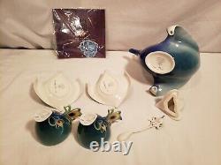 Kathy Ireland by Franz Peacock Tea Set -1 Spoon, Cups & Saucers, Teapot, Vibrant