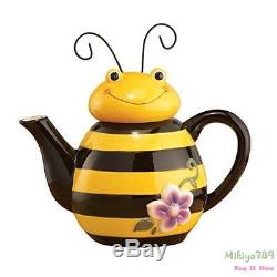 Kawaii Bee Shaped Ceramic Teapot Yellow Beehive Teapot Kitchen Decor Serving Tea